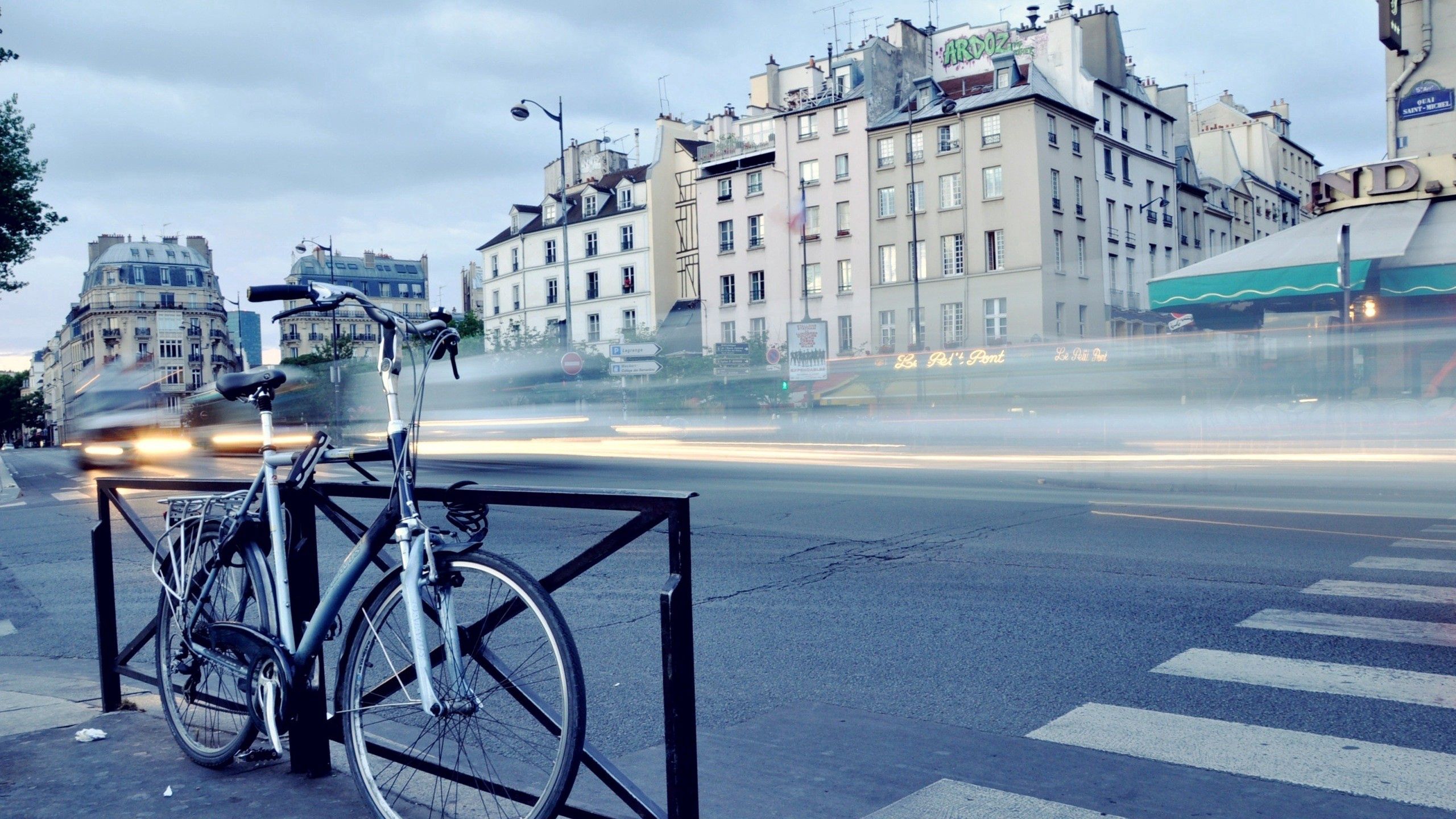 Cyclist navigating city streets